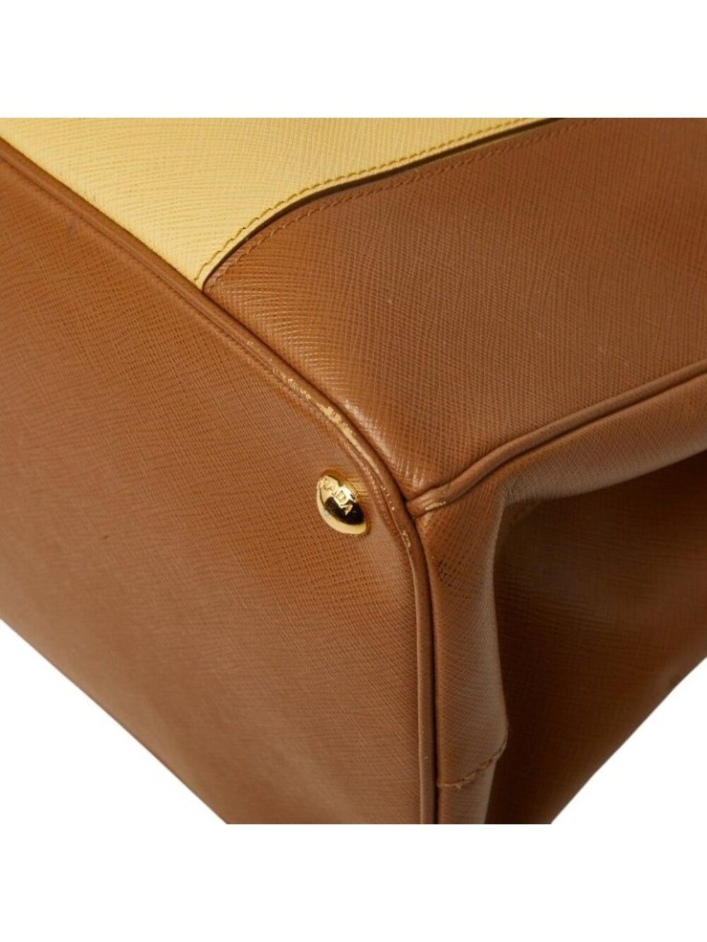 Prada Galleria Large Tote Brown Yellow Saffiano Leather - Picture 4 of 10